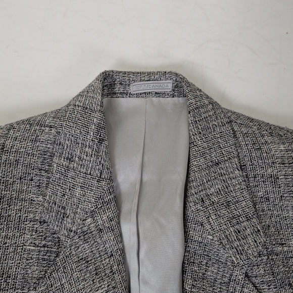 90's Tweed Blazer Oversized Structured Tailored Collar Boxy Vintage Lined - Picture 7 of 12